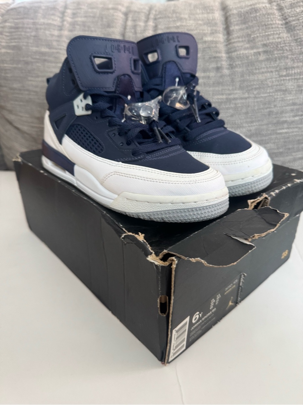 Jordan Kids Navy and White High-Top Sneakers